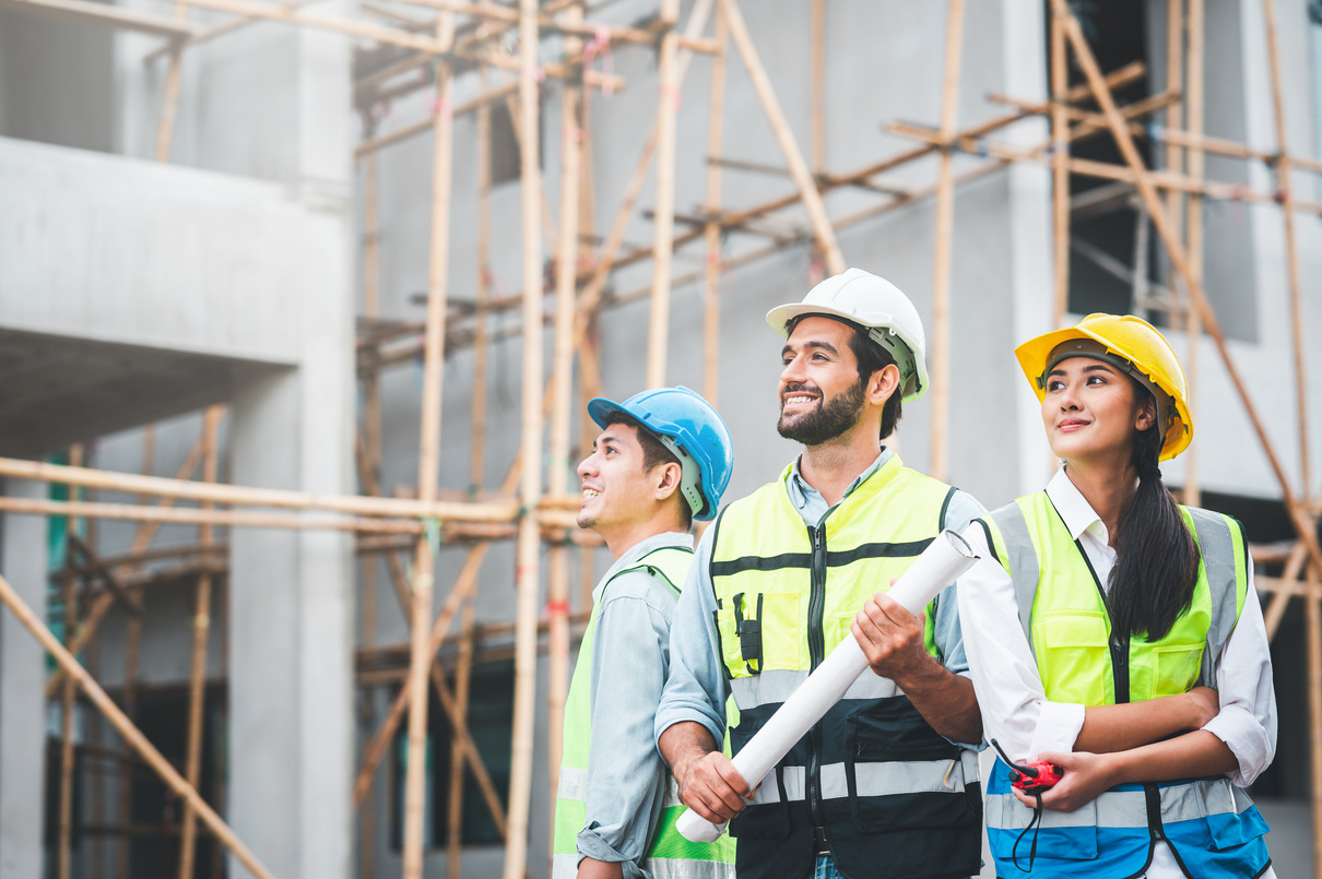 Happy and Sucessful Construction Team